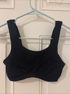 Victoria's Secret Black Ribbed Scoop-Neck Sports Bra